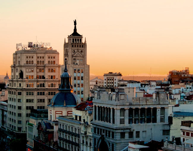 Vista de Madrid al atardecer