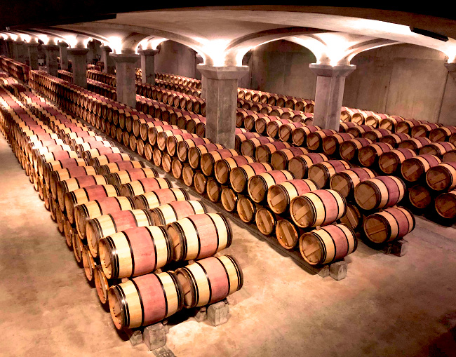 Barricas de vino en una bodega de Ribera del Duero